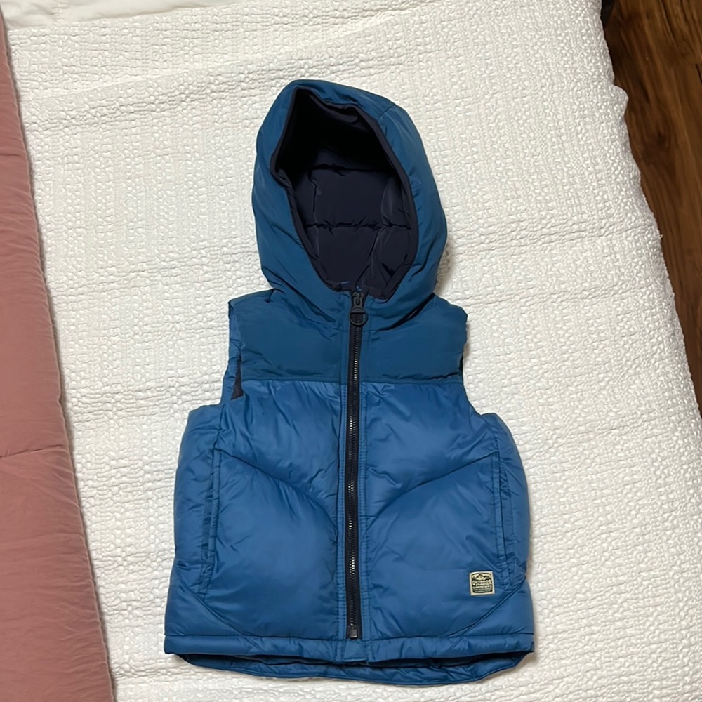 Zara baby hooded puffer vest blue sz. 2/3 years 98 cm